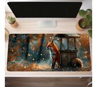 Mouse Mat, Gaming Mouse Pad Fox 120 x 60cm Large Mause Mat Yellow Desk Pad, Non-Slip Rubber Base Desk Accessories, Waterproof, Stitched Edges Mausepad, Improved Precision and Speed PjY9220 0-0
