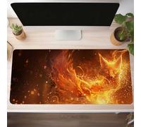 Mouse Mat, Gaming Mouse Pad Fox 1400x600x3 mm Large Mause Mat Yellow Desk Pad, Non-Slip Rubber Base Desk Accessories, Waterproof, Stitched Edges Mausepad, Improved Precision and Speed PjY5130 L-0