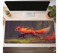 Mouse Mat, Gaming Mouse Pad Fox 1400x600x3mm Large Mause Mat Yellow Desk Pad, Non-Slip Rubber Base Desk Accessories, Waterproof, Stitched Edges Mausepad, Improved Precision and Speed PjY5120 7-N