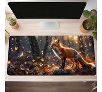 Mouse Mat, Gaming Mouse Pad Fox 160 x 80cm Large Mause Mat Yellow Desk Pad, Non-Slip Rubber Base Desk Accessories, Waterproof, Stitched Edges Mausepad, Improved Precision and Speed PjY9050 1-6