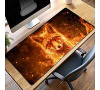 Mouse Mat, Gaming Mouse Pad Fox, 60 x 30cm Large Mause Mat Yellow, Non-Slip Rubber Base Accessories, Waterproof, Stitched Edges Mausepad, Improved Precision and Speed PjY14020 K-U