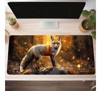 Mouse Mat, Gaming Mouse Pad Fox 700x300x3mm Large Mause Mat Yellow Desk Pad, Non-Slip Rubber Base Desk Accessories, Waterproof, Stitched Edges Mausepad, Improved Precision and Speed PjY11446 3-3