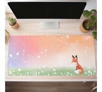 Mouse Mat, Gaming Mouse Pad Fox 80 x 40cm Large Mause Mat Yellow Desk Pad, Non-Slip Rubber Base Desk Accessories, Waterproof, Stitched Edges Mausepad, Improved Precision and Speed PjY5034 6-W