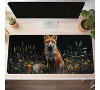 Mouse Mat, Gaming Mouse Pad Fox 800x400x3 mm Large Mause Mat Yellow Desk Pad, Non-Slip Rubber Base Desk Accessories, Waterproof, Stitched Edges Mausepad, Improved Precision and Speed PjY9206 3-1