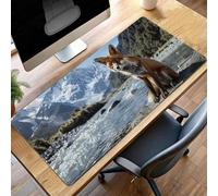 Mouse Mat, Gaming Mouse Pad Fox, 90 x 40cm Large Mause Mat Yellow, Non-Slip Rubber Base Accessories, Waterproof, Stitched Edges Mausepad, Improved Precision and Speed PjY14166 1-J