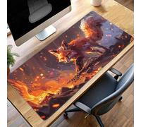 Mouse Mat, Gaming Mouse Pad Fox, 900x400x3mm Large Mause Mat Yellow, Non-Slip Rubber Base Accessories, Waterproof, Stitched Edges Mausepad, Improved Precision and Speed PjY14004 R-4