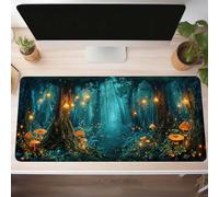 Mouse Mat, Gaming Mouse Pad Green 100 x 50cm Large Mause Mat Forest Desk Pad, Non-Slip Rubber Base Desk Accessories, Waterproof, Stitched Edges Mausepad, Improved Precision and Speed PjY14804 4-S