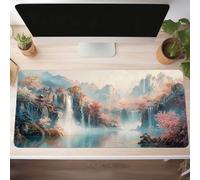 Mouse Mat, Gaming Mouse Pad Landscape 100 x 40cm Large Mause Mat Pink Desk Pad, Non-Slip Rubber Base Desk Accessories, Waterproof, Stitched Edges Mausepad, Improved Precision and Speed PjY6996 7-6