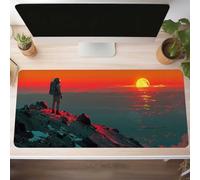 Mouse Mat, Gaming Mouse Pad Landscape 160 x 80cm Large Mause Mat Yellow Desk Pad, Non-Slip Rubber Base Desk Accessories, Waterproof, Stitched Edges Mausepad, Improved Precision and Speed PjY6394 G-E
