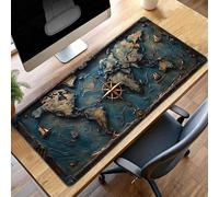 Mouse Mat, Gaming Mouse Pad Map, 140 x 60cm Large Mause Mat Blue Desk Pad, Non-Slip Rubber Base Desk Accessories, Waterproof, Stitched Edges Mausepad, Improved Precision and Speed PjY292 6-O