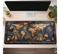 Mouse Mat, Gaming Mouse Pad Map 600x300x3mm Large Mause Mat Yellow Desk Pad, Non-Slip Rubber Base Desk Accessories, Waterproof, Stitched Edges Mausepad, Improved Precision and Speed PjY204 C-Y