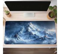 Mouse Mat, Gaming Mouse Pad Mountain 100 x 40cm Large Mause Mat Blue Desk Pad, Non-Slip Rubber Base Desk Accessories, Waterproof, Stitched Edges Mausepad, Improved Precision and Speed PjY4834 8-T