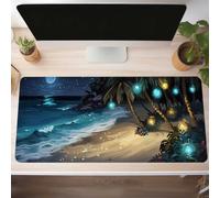 Mouse Mat, Gaming Mouse Pad Ocean 800x300x3 mm Large Mause Mat Blue Desk Pad, Non-Slip Rubber Base Desk Accessories, Waterproof, Stitched Edges Mausepad, Improved Precision and Speed PjY12800 W-X