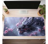 Mouse Mat, Gaming Mouse Pad Pink 60 x 30cm Large Mause Mat Dragon Desk Pad, Non-Slip Rubber Base Desk Accessories, Waterproof, Stitched Edges Mausepad, Improved Precision and Speed PjY9172 B-V