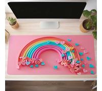 Mouse Mat, Gaming Mouse Pad Pink 60 x 30cm Large Mause Mat Love Desk Pad, Non-Slip Rubber Base Desk Accessories, Waterproof, Stitched Edges Mausepad, Improved Precision and Speed PjY8506 E-0