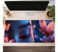 Mouse Mat, Gaming Mouse Pad Pink 800x400x3mm Large Mause Mat Flower Desk Pad, Non-Slip Rubber Base Desk Accessories, Waterproof, Stitched Edges Mausepad, Improved Precision and Speed PjY13296 K-M