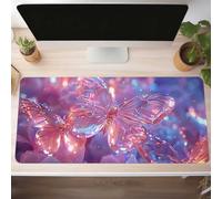 Mouse Mat, Gaming Mouse Pad Pink 900x400x3mm Large Mause Mat Butterfly Desk Pad, Non-Slip Rubber Base Desk Accessories, Waterproof, Stitched Edges Mausepad, Improved Precision and Speed PjY13974 B-M