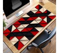 Mouse Mat, Gaming Mouse Pad Red, 800x400x3 mm Large Mause Mat Geometry, Non-Slip Rubber Base Accessories, Waterproof, Stitched Edges Mausepad, Improved Precision and Speed PjY13650 5-A