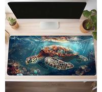 Mouse Mat, Gaming Mouse Pad Sea Turtle 1000x400x3mm Large Mause Mat Blue Desk Pad, Non-Slip Rubber Base Desk Accessories, Waterproof, Stitched Edges Mausepad, Improved Precision and Speed PjY9086 7-M