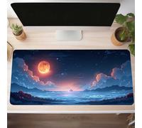 Mouse Mat, Gaming Mouse Pad Sky 800x400x3mm Large Mause Mat Black Desk Pad, Non-Slip Rubber Base Desk Accessories, Waterproof, Stitched Edges Mausepad, Improved Precision and Speed PjY6832 4-E