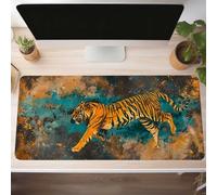 Mouse Mat, Gaming Mouse Pad Tiger 60 x 30cm Large Mause Mat Yellow Desk Pad, Non-Slip Rubber Base Desk Accessories, Waterproof, Stitched Edges Mausepad, Improved Precision and Speed PjY3082 Y-7