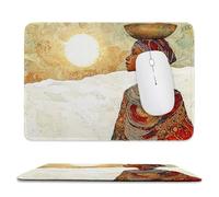 Mouse Mat, Gaming Mouse Pad, with Stitched Edges Mousepad 290x240x3mm, Waterproof Desk Mat with Non-Slip Rubber Base, Keyboard Mats, Desk Accessories for Computers, Laptop, PC, African Women v-198