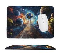 Mouse Mat, Gaming Mouse Pad, with Stitched Edges Mousepad 290x240x3mm, Waterproof Desk Mat with Non-Slip Rubber Base, Keyboard Mats, Desk Accessories for Computers, Laptop, PC, Universe Planet v-945