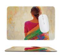 Mouse Mat, Gaming Mouse Pad, with Stitched Edges Mousepad 290x240x3mm, Waterproof Desk Mat with Non-Slip Rubber Base, Keyboard Mats, Desk Accessories for Computers, Laptop, PC, Indian Woman v-913