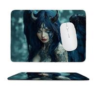 Mouse Mat, Gaming Mouse Pad, with Stitched Edges Mousepad 290x240x3mm, Waterproof Desk Mat with Non-Slip Rubber Base, Keyboard Mats, Desk Accessories for Computers, Laptop, PC, Black Angel v-293