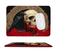 Mouse Mat, Gaming Mouse Pad, with Stitched Edges Mousepad 290x240x3mm, Waterproof Desk Mat with Non-Slip Rubber Base, Keyboard Mats, Desk Accessories for Computers, Laptop, PC, Crow Skull v-832