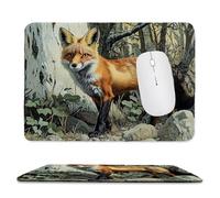 Mouse Mat, Gaming Mouse Pad, with Stitched Edges Mousepad 290x240x3mm, Waterproof Desk Mat with Non-Slip Rubber Base, Keyboard Mats, Desk Accessories for Computers, Laptop, PC, Animal Fox v-165