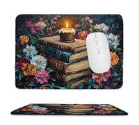 Mouse Mat, Gaming Mouse Pad, with Stitched Edges Mousepad 290x240x3mm, Waterproof Desk Mat with Non-Slip Rubber Base, Keyboard Mats, Desk Accessories for Computers, Laptop, PC, Books And Flowers v-778