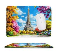Mouse Mat, Gaming Mouse Pad, with Stitched Edges Mousepad 290x240x3mm, Waterproof Desk Mat with Non-Slip Rubber Base, Keyboard Mats, Desk Accessories for Computers, Laptop, PC, Eiffel Tower v-1
