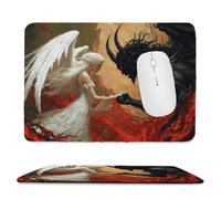 Mouse Mat, Gaming Mouse Pad, with Stitched Edges Mousepad 290x240x3mm, Waterproof Desk Mat with Non-Slip Rubber Base, Keyboard Mats, Desk Accessories for Computers, Laptop, PC, Demon Angel v-195
