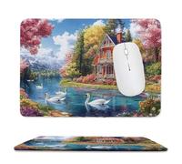 Mouse Mat, Gaming Mouse Pad, with Stitched Edges Mousepad 320x260x3mm, Waterproof Desk Mat with Non-Slip Rubber Base, Keyboard Mats, Desk Accessories for Computers, Laptop, PC, Scenic Villa v-209