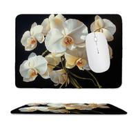Mouse Mat, Gaming Mouse Pad, with Stitched Edges Mousepad 320x260x3mm, Waterproof Desk Mat with Non-Slip Rubber Base, Keyboard Mats, Desk Accessories for Computers, PC, Butterfly Orchid Flowers v-323