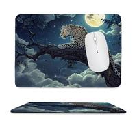Mouse Mat, Gaming Mouse Pad, with Stitched Edges Mousepad 320x260x3mm, Waterproof Desk Mat with Non-Slip Rubber Base, Keyboard Mats, Desk Accessories for Computers, Laptop, PC, Cheetah Moon v-526