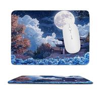 Mouse Mat, Gaming Mouse Pad, with Stitched Edges Mousepad 320x260x3mm, Waterproof Desk Mat with Non-Slip Rubber Base, Keyboard Mats, Desk Accessories for Computers, Laptop, PC, Moon Scenery v-962