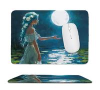 Mouse Mat, Gaming Mouse Pad, with Stitched Edges Mousepad 320x260x3mm, Waterproof Desk Mat with Non-Slip Rubber Base, Keyboard Mats, Desk Accessories for Computers, PC, Goddess Of The Moon v-974