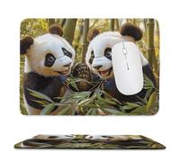 Mouse Mat, Gaming Mouse Pad, with Stitched Edges Mousepad 320x260x3mm, Waterproof Desk Mat with Non-Slip Rubber Base, Keyboard Mats, Desk Accessories for Computers, PC, Bamboo Forest Panda v-992