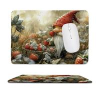 Mouse Mat, Gaming Mouse Pad, with Stitched Edges Mousepad 320x260x3mm, Waterproof Desk Mat with Non-Slip Rubber Base, Keyboard Mats, Desk Accessories for Computers, Laptop, PC, Dwarf Strawberry v-988