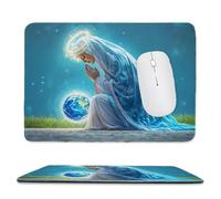 Mouse Mat, Gaming Mouse Pad, with Stitched Edges Mousepad 320x260x3mm, Waterproof Desk Mat with Non-Slip Rubber Base, Keyboard Mats, Desk Accessories for Computers, PC, Our Lady Of The Earth v-134