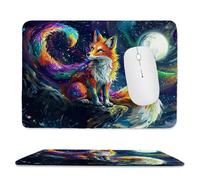 Mouse Mat, Gaming Mouse Pad, with Stitched Edges Mousepad 320x260x3mm, Waterproof Desk Mat with Non-Slip Rubber Base, Keyboard Mats, Desk Accessories for Computers, Laptop, PC, Moon Fox v-965