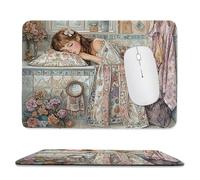 Mouse Mat, Gaming Mouse Pad, with Stitched Edges Mousepad 360x300x3mm, Waterproof Desk Mat with Non-Slip Rubber Base, Keyboard Mats, Desk Accessories for Computers, Laptop, PC, Bathroom Woman v-955