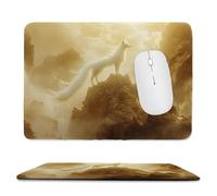 Mouse Mat, Gaming Mouse Pad, with Stitched Edges Mousepad 360x300x3mm, Waterproof Desk Mat with Non-Slip Rubber Base, Keyboard Mats, Desk Accessories for Computers, Laptop, PC, White Fox v-27