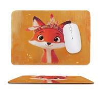 Mouse Mat, Gaming Mouse Pad, with Stitched Edges Mousepad 360x300x3mm, Waterproof Desk Mat with Non-Slip Rubber Base, Keyboard Mats, Desk Accessories for Computers, Laptop, PC, Animal Fox v-164