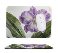 Mouse Mat, Gaming Mouse Pad, with Stitched Edges Mousepad 360x300x3mm, Waterproof Desk Mat with Non-Slip Rubber Base, Keyboard Mats, Desk Accessories for Computers, PC, Purple Butterfly Orchid v-994