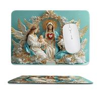 Mouse Mat, Gaming Mouse Pad, with Stitched Edges Mousepad 420x350x3mm, Waterproof Desk Mat with Non-Slip Rubber Base, Keyboard Mats, Desk Accessories for Computers, Laptop, PC, Our Lady Of Angels v773