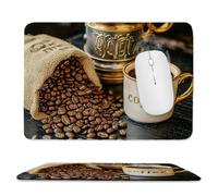 Mouse Mat, Gaming Mouse Pad, with Stitched Edges Mousepad 420x350x3mm, Waterproof Desk Mat with Non-Slip Rubber Base, Keyboard Mats, Desk Accessories for Computers, Laptop, PC, Coffee Cup v-442