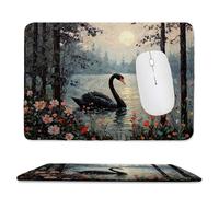 Mouse Mat, Gaming Mouse Pad, with Stitched Edges Mousepad 420x350x3mm, Waterproof Desk Mat with Non-Slip Rubber Base, Keyboard Mats, Desk Accessories for Computers, Laptop, PC, Lake Swan v-311